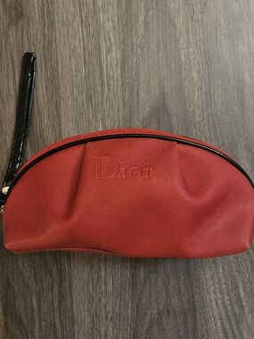 Dior Red Cosmetic Pouch with Black Trim